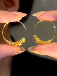 Fashionable Non-fading Irregular Wheat Ear Cuff Unique Personality Stud Earrings Korean Style Fresh out Jewelry Accessories
