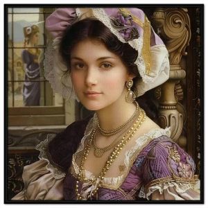 Tranh treo tường tranh dán tường chân dung cô gái đẹp cổ điển Châu Âu sơn dầu in canvas. CGI - 370