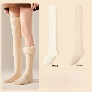 Miiow | Thickened Fleece Womens Over-Knee High-Tube Socks Autumn Winter Warm Non-Slip Long Tube Stockings Knee Protector Leggings