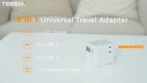 【Free Gift】TESSAN Universal Travel AdapterWith USB Type C Port International Adapter China Plug Adapter Korea Australia Travel Adapter