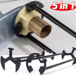 5-in-1 Sink Wrench Multifunctional Carbon Steel Faucet Key Plumbing Pipe Wrench Bathroom Kitchen Sink Repair Set Hardware Tools