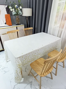 7*274CM Bronzing Dots Wedding Birthday Party Table Cloth Plastic TableCover Party Needs