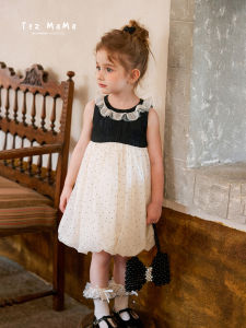 toz mama | Dots Trim Sleeveless Summer Dress