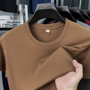 คุณภาพสูงผู้ชาย O-คอแขนสั้น 100% ผ้าฝ้ายเสื้อยืดสีทึบแฟชั่นอเนกประสงค์ Busine อินเทรนด์ Commercial บุรุษ