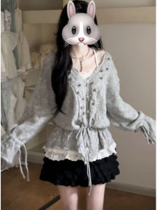 CHANGTONG | Áo Sweater Dài Tay Độc Đáo Phong Cách Cổ V Nịt Bụng