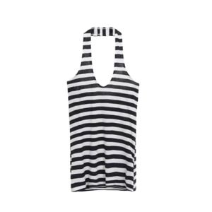 YUEZHONGWEI | Áo ba lỗ không tay dệt kim vải lanh màu tương phản cho nữ mùa hè thường ngày không có phụ kiện áo khoác ngoài