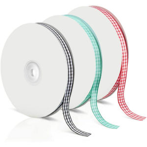 50Yards Gingham Ribbons for Wedding Christmas Party Decorations Gifts Wrapping DIY Crafts Bow Hair Plaid Ribbon Packaging Fabric