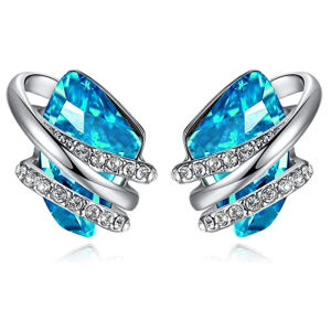 Huitan Hình Học Đính Đá Cubic Zirconia Bông Tai Xanh Dương/Xanh Lá/Trắng Dành Cho Nữ Thời Trang Đính Hôn Tiệc Cưới Trang Sức
