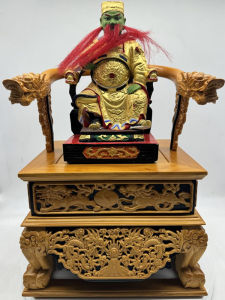 Double Dragon Carved Wooden Temple Chair Traditional Chinese Folk Art Incense Altar Furniture Study Carved Wood Armchair
