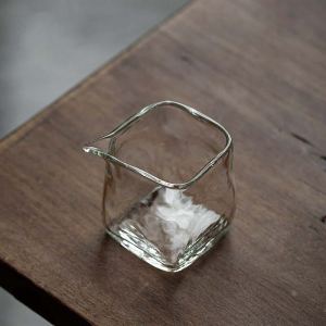 Cốc Trà Công Bằng Hình Vuông Dày Kiểu Nhật Chịu Nhiệt Cốc Thủy Tinh Đựng Trà Bột Đá Bột Trà Bột Trà Xanh Bột Trà Hoa Quả