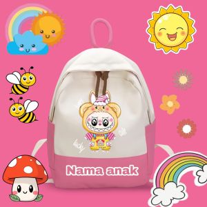 tas labubu anak perempuan tas ransel sekolah TK SD tas ransel costom nama tas ransel mengaji tas anak usia 6 7 8 9 10 thn merah hitam pink biru