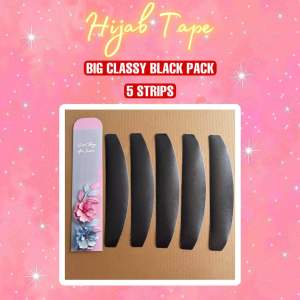 Big Classy Black - Hijab Shaper Tape (isi 5) - Membuat Hijab Melengkung Paripurna - Membuat Hijab tegak lurus - merapikan hijab - Stiker mika Hijab Wisuda - penegak jilbab hijab pesta pernikahan