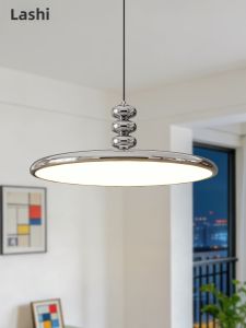 LANGSHANGZHAOMING | Luxury Personalized Flying Saucer Minimalist Ultra-Thin Eye-Caring Chrome Round Pendant Light