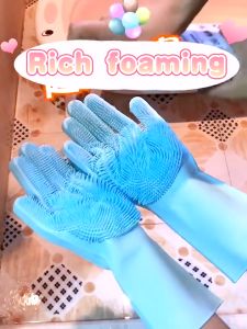 【1 Pair】Pet Shower Gloves Silicone Brush Gloves Cat Dog Anti Scratch Bath Grooming Hair Deshedding Brush Home Cleaning Gloves
