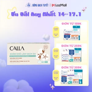 Khăn khô Bông Bạch Tuyết làm sạch da Calla đa năng 80 miếng/hộp