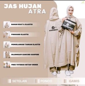 Atra Jas Hujan Mantol Hujan Setelan Ponco Kelelawar Berkualitas Bahan 0.25