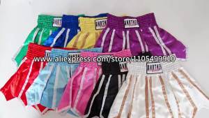 Muay Thai Shorts Professional Kick Boxing Shorts Ribbon Kickboxing Pants Men Women Kids Satin MMA Martial Arts Grappling Clothes