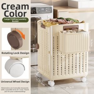 Foldable Wheeled Wall-mount Dirty Laundry Basket