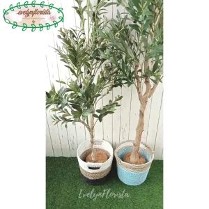 Pohon Hias Imitasi Zaitun Olive X3 T140 & T180 Cover Seagrass Handle Pajangan Rumah Aesthetic