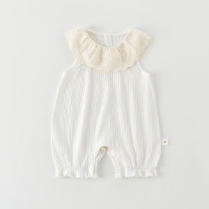 Summer Lightweight Sleeveless Lace Collar Baby One-piece