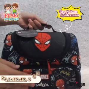 Lunch Bag Double Decker Impor Motif Spiderman / Lunch Bag Karakter Spiderman Tali Panjang / Tas Makan Spiderman Selempang