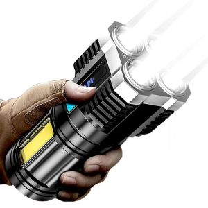 4 LED Mini Flashlight Rechargeable Powerful Portable Torch High Lumens Outdoor Camping Night Flashlights Built in Battery