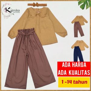 setelan anak perempuan 1-14 tahun stelan atasan blouse dan celana panjang terbaru