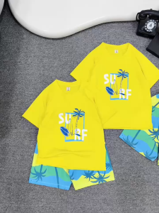 Bikini Kids (12-45kg). Bk41. Set Đồ Bơi Bé Trai “SURF Xanh Vàng Năng Động