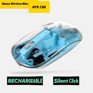 Mouse Wireless Bluetooth Dual Mode Transparan Rechargeable Silent Click NYK C65