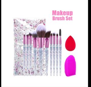 10pcs Makeup Brushes with Crystal Handle