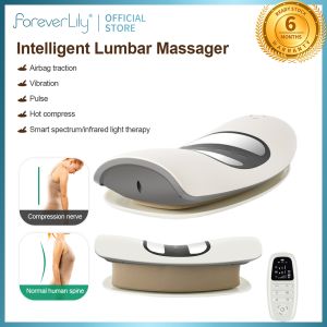 foreverlily New Intelligent Electric Lumbar Massager Machine Height Adjustment Back Massager Device Support Spine Relieve Waist Fatigue Hot Compress