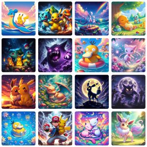 BILIBILI | Japan Cartoon Pokemon Diamond Painting Kits Full Square&Round Mosaic Handmade Art Home Decoration 5D DIY Art New Arrivals