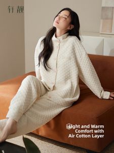 Cotton Thermal Insulated Sleepwear Set Long Sleeve External Wear