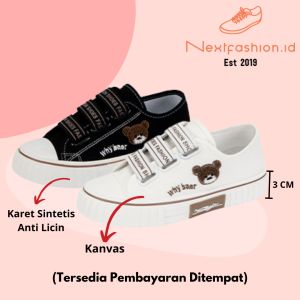 Sepatu Sneakers Kanvas Wanita Casual Sport Shoes Hitam Putih Nextfashion 225