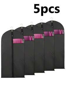 Bộ 5 Quần Áo PVC Chống Thấm Nước Bụi Tủ Quần Áo Túi Bảo Quản Cho Áo Khoác Chồn Xuống Áo Khoác-Dung Dịch Treo Bảo Quản