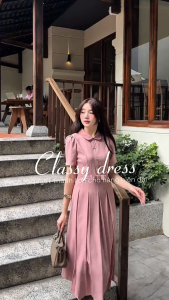 Đầm thiết kế BEMINE cổ sen tùng váy xếp ly phù hợp đi làm-B145