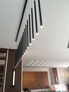 LED Restaurant Bar Counter Chandelier Simple Modern Coffee Shop Hotel Front Desk Shop Commercial Cylindrical Long Tube Small Droplight