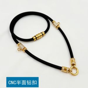 Original Design Titanium Steel Pendant Necklace Diamond Embedded Silicone Titanium Steel Color Fastening Luxury Tangka Lanyard