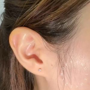 EG18 Stainless steel AB zircon sleep free ear studs cochlear screw screw ball