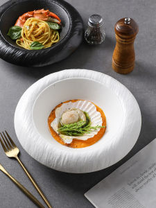 French Style Ceramic Soup Bowl Pasta Bowl round Deep Dish Hotel Kitchen Luxury Dining Utensils Grass Hat Bowl YiXin Brand