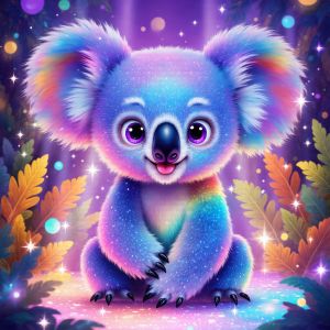 Bộ Tranh Kim Cương Huacan Full Square & Round Drill - Tranh Thêu Hình Thú Koala Đồ Trang Trí Nhà Cửa Bộ Đầy Đủ Phong Cách Hiện Đại Tranh Resin.