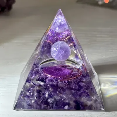 1pc of Orgone pyramid made of amethyst protected by copper wire home decoration desktop ornament holiday gift