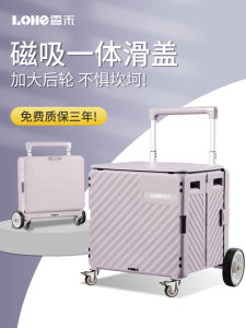 Foldable Shopping Cart Portable Picnic Camping Outdoor Utility Wagon Home Vegetable Buying Small Cart Retractable Handle