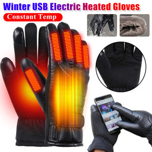 Winter USB Electric Heated Gloves Motorcycle Riding Windproof Thermal Warm Gloves Constant Temp Heatin Stocking For Cold Weather