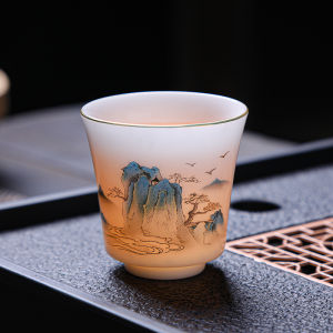 Premium Small Size Iceberg Jade Porcelain Tea Cup Owner Cup Scented Tea Cup Premium Quality White Porcelain Tea Set