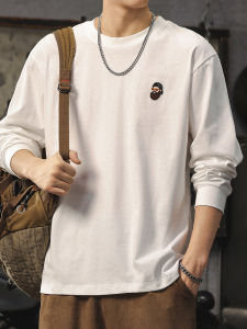 Autumn Long Sleeve T-Shirt Simple Loose Cotton White