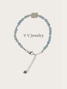 Natural Sea Blue Topaz And Silver Dust Xi Wang Bracelet Romantic And Artistic Fashion Jewelry for Women Fresh And Original Design