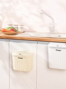 Kitchen Sealed Wall Mounted Counter Waste Compost Bin Hanging Trash Can-KC109