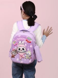 กระเป๋าเป้สะพายหลังแบบแข็ง Labubu 3D สำหรับเด็กชายและเด็กหญิง กระเป๋าใส่หนังสือสำหรับเด็กอนุบาลและประถมศึกษาปีที่ 1