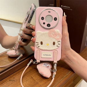 ZPOU Huawei Mate60 Pro+ Phone Case Plush Hellokitty Cat Full Cover Protective Shell Anti-Fall Cute Hanging Strap for Men And Women
